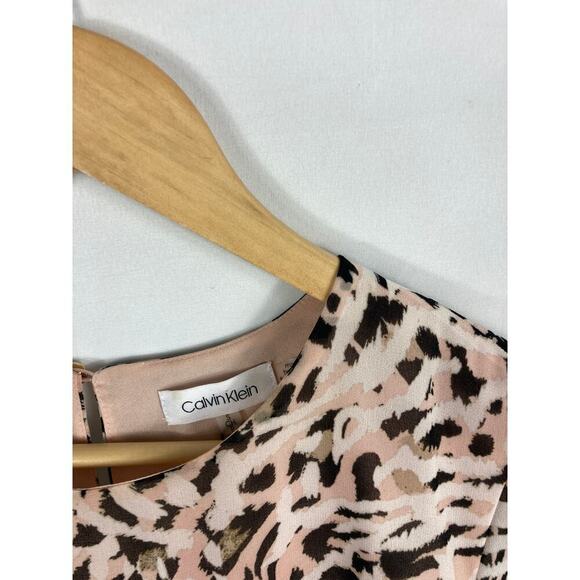 Calvin Klein Animal Print Ruffle Sleeve Blouse Size Small - Picture 5 of 7